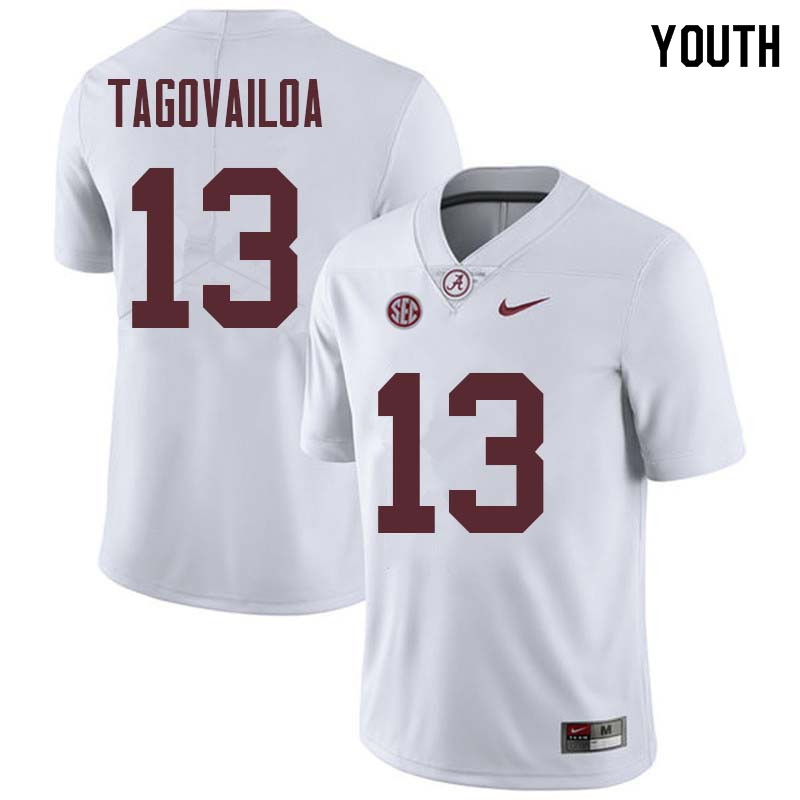 Youth Alabama Crimson Tide Tua Tagovailoa #13 White College Stitched Football Jersey 23HQ075AB